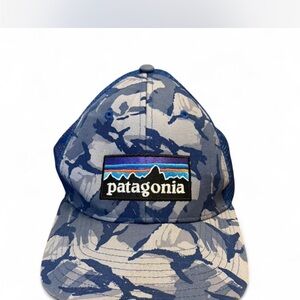 Patagonia Blue and Gray Camo Trucker Hat